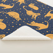 Couverture Sherpa Chats amusants, étoiles, motif spatial. (3/4)