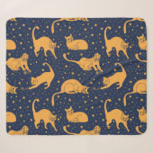 Couverture Sherpa Chats amusants, étoiles, motif spatial. (Devant (Horizontal))