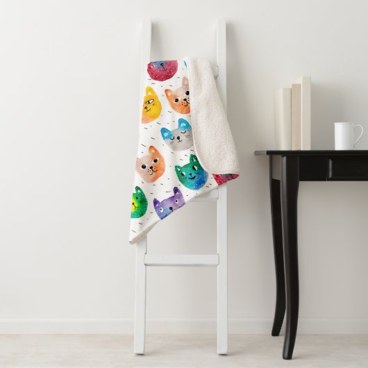 Couverture Sherpa Chats aquarelles et amis (En situation)
