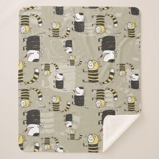 Couverture Sherpa Chats & Chiens : Drôle Texture sans Seamless (Devant)