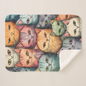 Couverture Sherpa Chats colorés Doodle lunatique (Devant (Horizontal))