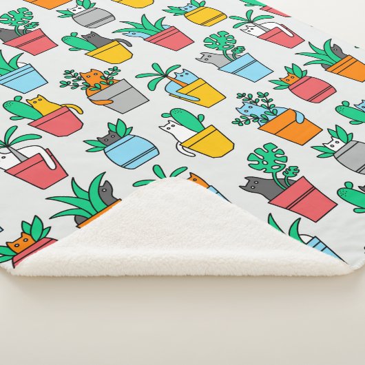 Couverture Sherpa Chats dans les pots à fleurs (3/4)