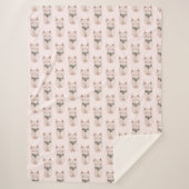 Couverture Sherpa Chats de Noël roses et bleus (Devant)