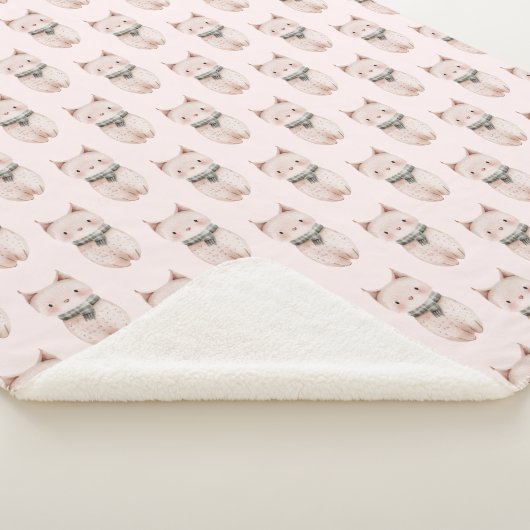 Couverture Sherpa Chats de Noël roses et bleus (3/4)