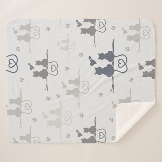 Couverture Sherpa Chats en amour Animaux modernes Silhouette Motif (Devant (Horizontal))