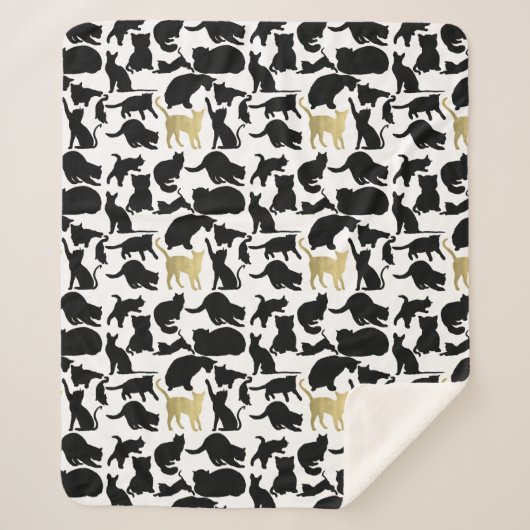 Couverture Sherpa Chats en or noir (Devant)