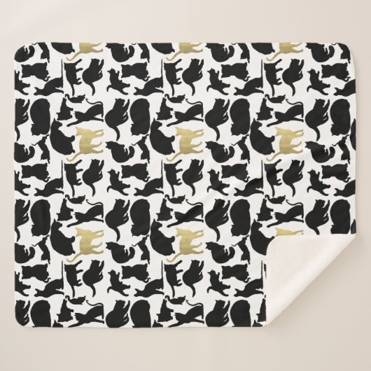 Couverture Sherpa Chats en or noir (Devant (Horizontal))