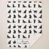 Couverture Sherpa Chats en Silhouette noire Motif avec prénom (Devant)