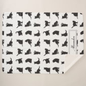 Couverture Sherpa Chats en Silhouette noire Motif avec prénom (Devant (Horizontal))
