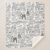 Couverture Sherpa Chats et chatons noirs et blancs modernes (Devant)