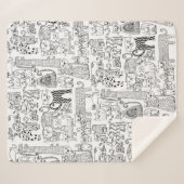 Couverture Sherpa Chats et chatons noirs et blancs modernes (Devant (Horizontal))