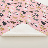 Couverture Sherpa Chats et vin mignon motif rose (3/4)