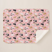 Couverture Sherpa Chats et vin mignon motif rose (Devant (Horizontal))