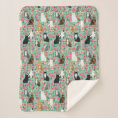 Couverture Sherpa Chats Fils vintages menthe (Devant)