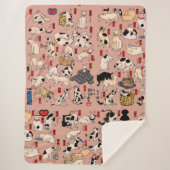 Couverture Sherpa chats japonais Ukiyo-e Funny kitty (Devant)