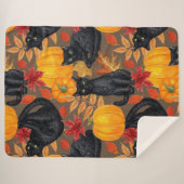 Couverture Sherpa Chats noirs et citrouilles 2 (Devant (Horizontal))