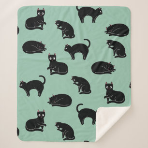 Couverture Sherpa Chats noirs Motif sans couture