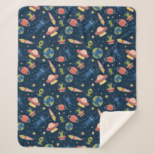 Couverture Sherpa Chats spatiaux mignons