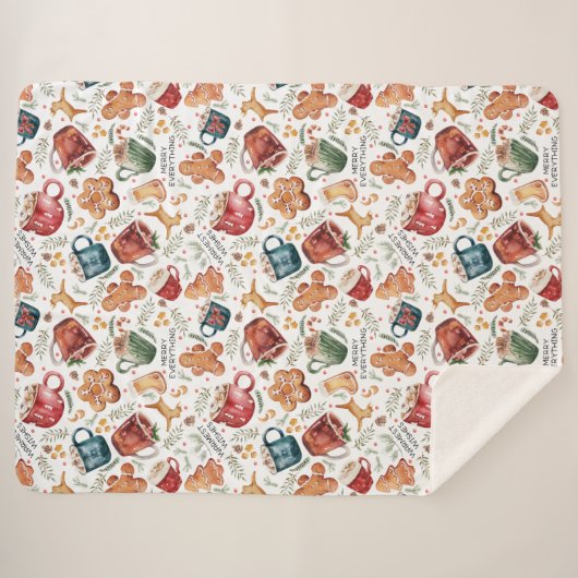 Couverture Sherpa Chaud cacao pain d'épices Cookies Noël rustique (Devant (Horizontal))