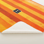 Couverture Sherpa Chaud Patiné Orange Rouge rayures Monogramme (3/4)