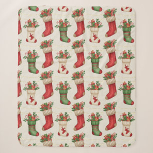 Couverture Sherpa Chaussettes de Noël Motif Sans Couture