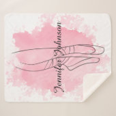 Couverture Sherpa Chaussures Ballerina Pointe Aquarelle rose (Devant (Horizontal))