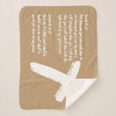 Couverture Sherpa Chauve-prière chrétienne Croix blanche (Devant)