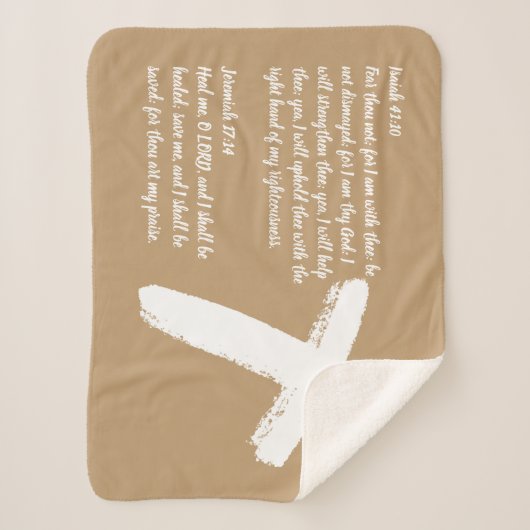 Couverture Sherpa Chauve-prière chrétienne Croix blanche (Devant)