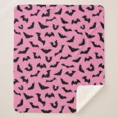 Couverture Sherpa Chauve-souris rose pastel motif halloween (Devant)