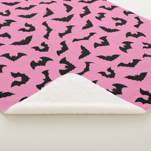 Couverture Sherpa Chauve-souris rose pastel motif halloween (3/4)