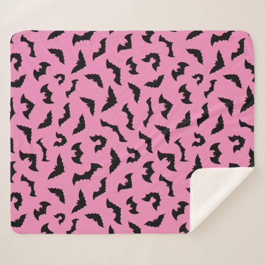 Couverture Sherpa Chauve-souris rose pastel motif halloween (Devant (Horizontal))