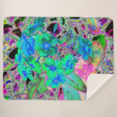 Couverture Sherpa Chaux psychédélique Trippy Lime Vert et Bleu Fleur (Devant (Horizontal))