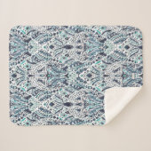 Couverture Sherpa CHEETAH AMI Ikat Tribal Indigo Blue (Devant (Horizontal))