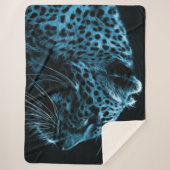 COUVERTURE SHERPA CHEETAH BLEUE (Devant)