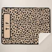 Couverture Sherpa Cheetah Skin Imprimer Monogramme initial | (Devant (Horizontal))
