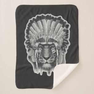 Couverture Sherpa Chef de tigre de Natif américain