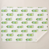 Couverture Sherpa Chenilles Vertes Mignonnes et Diverses Expressions (Devant (Horizontal))