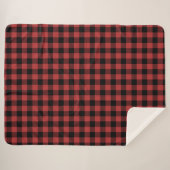 Couverture Sherpa Chèque de Buffle Noir Rouge (Devant (Horizontal))