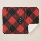 Couverture Sherpa Chèque de Buffle Rouge Monogramme à trois lettres (Devant (Horizontal))