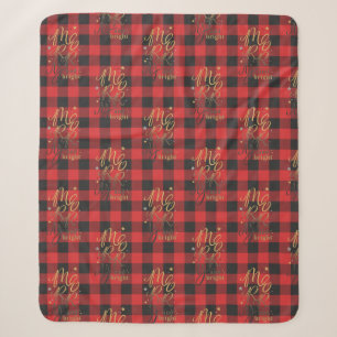 Couverture Sherpa Chèque rouge plaqué En vichy Noël