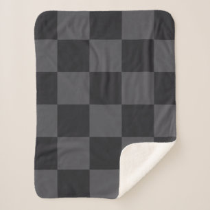 Couverture Sherpa Chequers gris noir croate foncé moderne