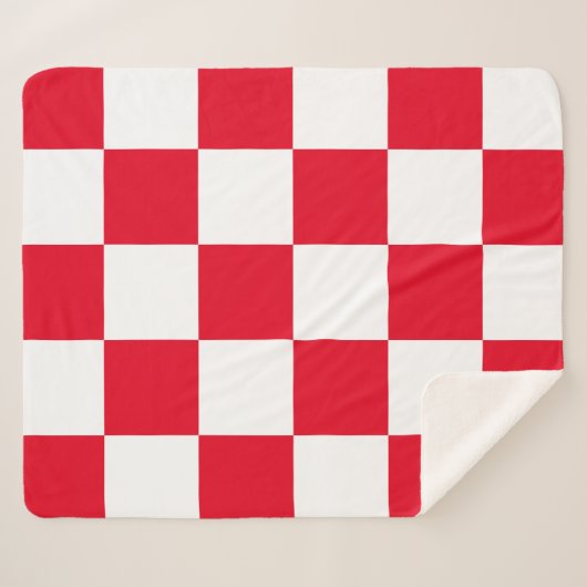 Couverture Sherpa Chequeurs croates rouges modernes (Devant (Horizontal))