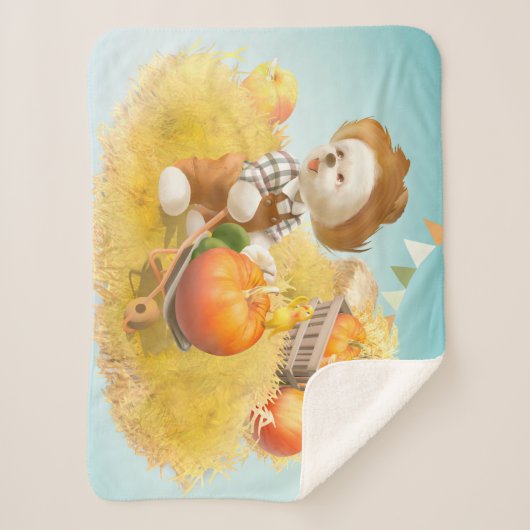 Couverture Sherpa Cher fermier chien avec Citrouille (Devant)
