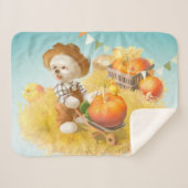 Couverture Sherpa Cher fermier chien avec Citrouille (Devant (Horizontal))