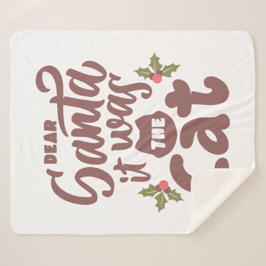Couverture Sherpa Cher Père Noël, C'était le design de chat (Devant (Horizontal))