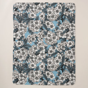 Couverture Sherpa Cherry blossom in white and blue