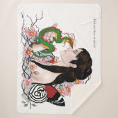 Couverture Sherpa Cherry Blossoms Fairy Dragon Amitié (Devant)