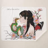Couverture Sherpa Cherry Blossoms Fairy Dragon Amitié (Devant (Horizontal))