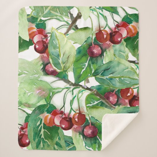 Couverture Sherpa Cherry Seamless Pattern (Devant)