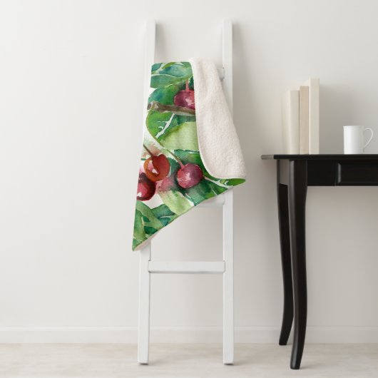 Couverture Sherpa Cherry Seamless Pattern (En situation)